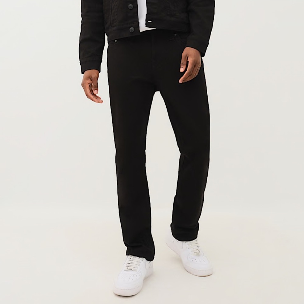 True Religion Geno Relaxed Slim Men's Dark Black Jeans White Accents